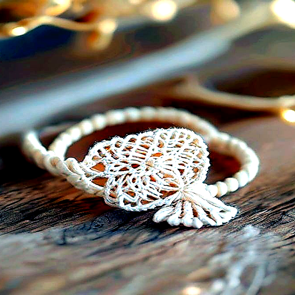 Finished cream and pastel macramé wish bracelet with neat square knots, one bead, and adjustable tie ends
